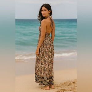 Floral Halter Neck Maxi Dress